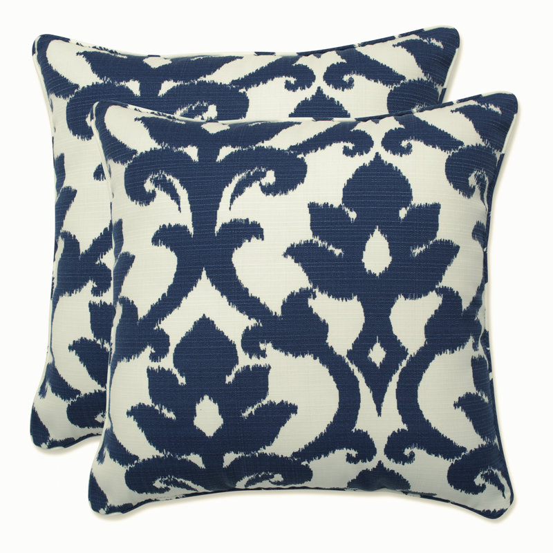 Bosco Damask Outdoor Reversible Throw Pillow