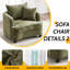 Ensemble de 2 chaises d'appoint 40 po en chenille-780672537