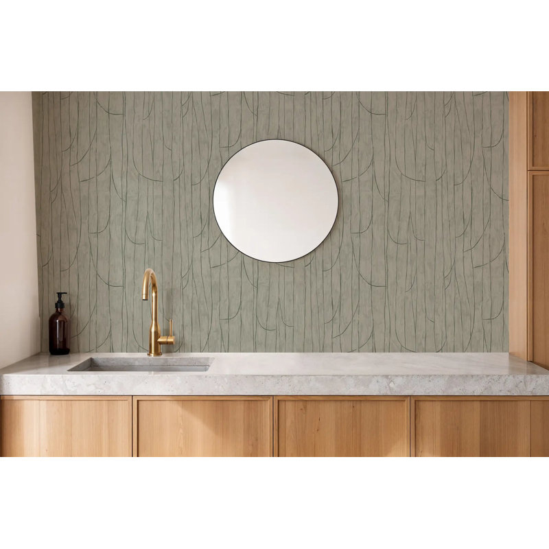 Lingering Lines - Wallpaper, Green Tuape, Peel & Stick