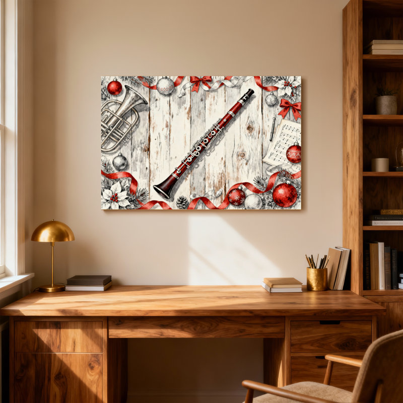 Instruments de musique et décorations de Noël, H 12 po x l 18 po