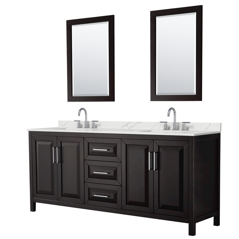 Daria 80'' W Vanity, Brown, Polished Chrome, White Quartz