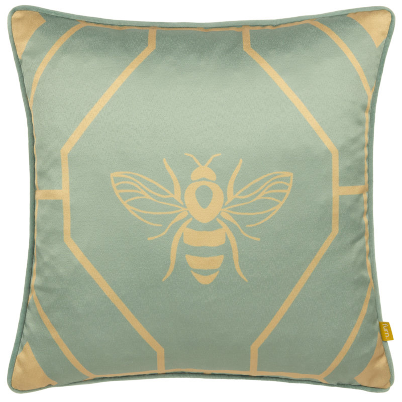 Bee Deco Geometric Square Cushion, Blue