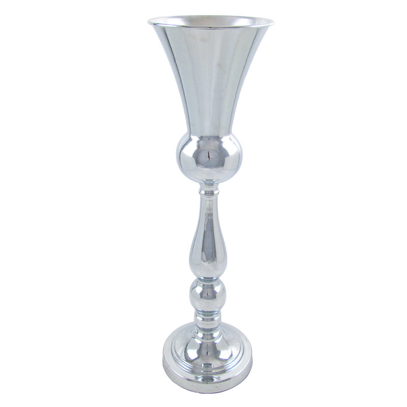 Vase de table en métal Allan, H 22 po x l 6,5 po x P 6,5 po, Argent