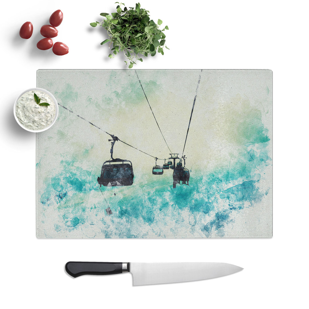 Ski Lift Watercolour Chopping Board