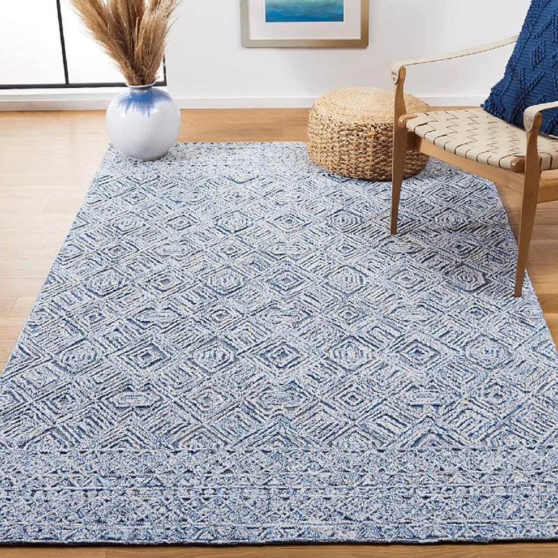 Tapis géométrique en laine / coton touffeté à la main Hadad, Rectangle 3 pi x 5 pi