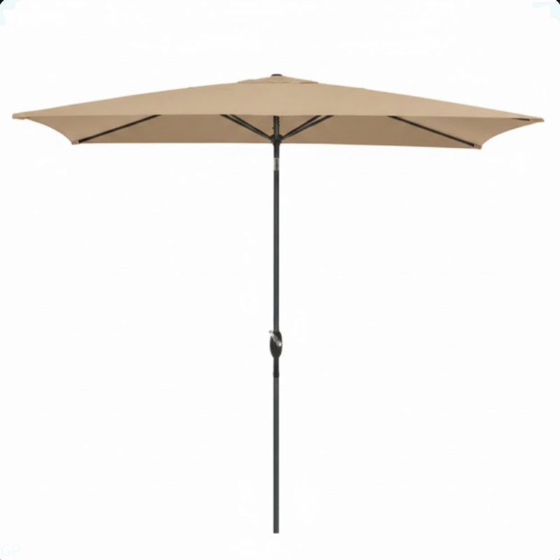 Parasol rectangulaire de 6,5 x 10 pi kaki avec manivelle, inclinable, toile résistante aux rayons UV pour la piscine, la cour et le patio (sans base)
