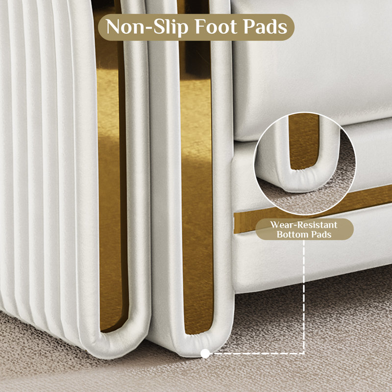  Canapé moderne 87 po à 3 places avec accoudoirs ornés d'une double couche, Beige, H 33 po x l 86,7 po x P 35 po