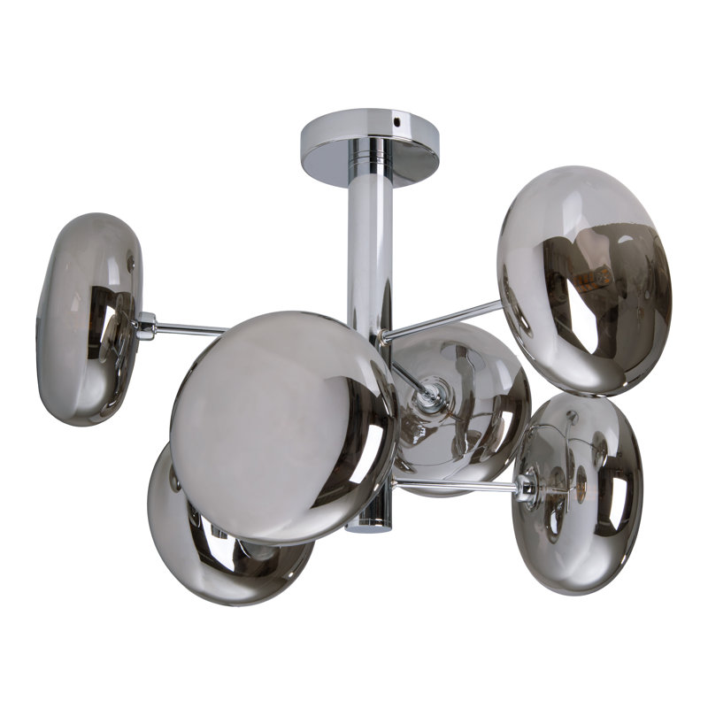 Azir Glass Semi Flush Mount, Chrome