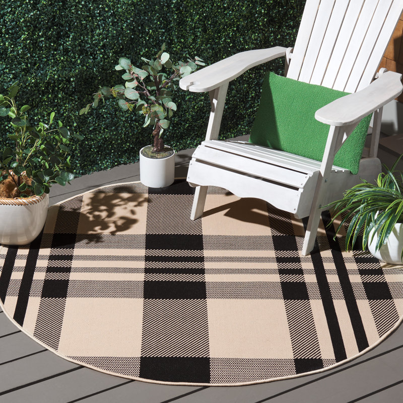 Tapis d'intérieur / extérieur à motif écossais Lakeeva Performance, Rond 5 pi 3 po