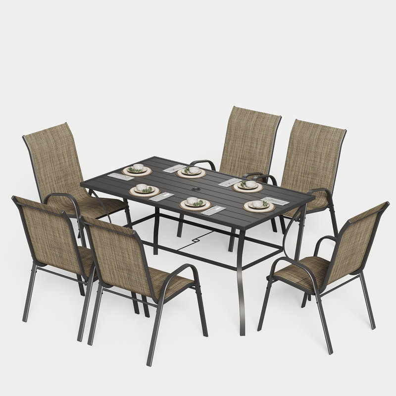 Ensemble repas extérieur pour 6 personnes Tamberly, Marron foncé