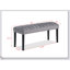 Ensemble de salle à manger 6 pièces contemporain avec table rectangulaire en faux marbre, chaises et banc rembourrés noirs, capitonnage, fabrication en bois massif