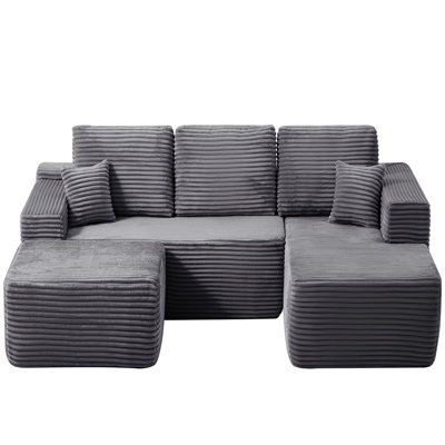 Compression U-Shape Right Sectional Couch (Gray)