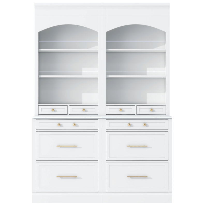 Cuisine de 83,7 pouces de hauteur, blanc avec plateau en faux marbre, 5 tiroirs et tablette réglable, 2 pour garde-manger moderne et fonctionnel, grand comptoir en marbre, espace organisé