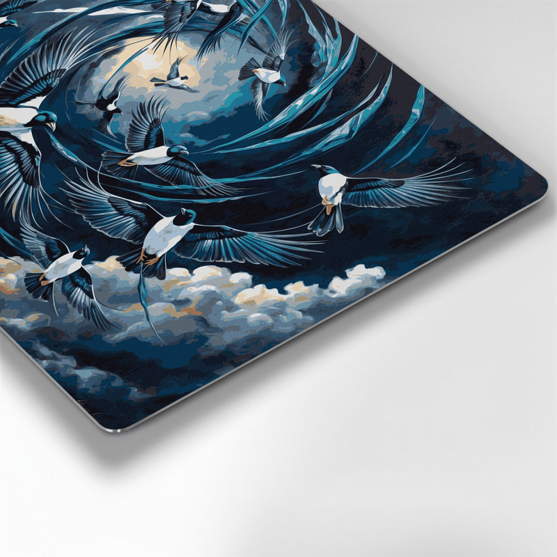 Oiseaux, art mural gris, pie Eurasian, H 132 po x l 168 po x P 0,05 po