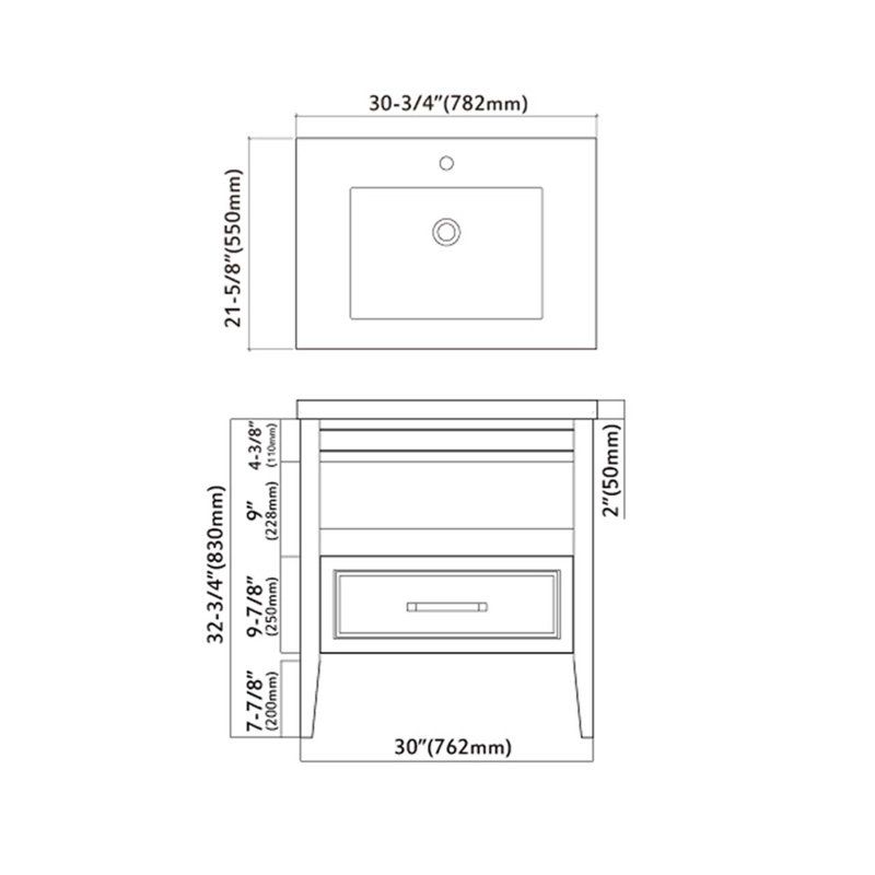 Lilya 31 " W Freestanding Standard Single Vanity Bathroom Vanity With Resin Top, Gray-Blue