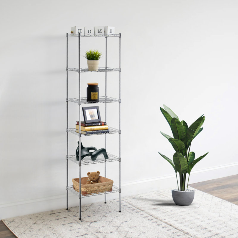 Étagère en métal de 16,7 po de largeur, étagère de rangement étroite, étagère de rangement autoportante pour la cuisine, le garde-manger et le garage