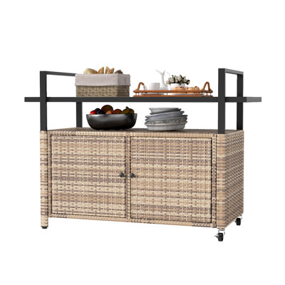 Bar Set with Wicker Outer Material by Wade Logan