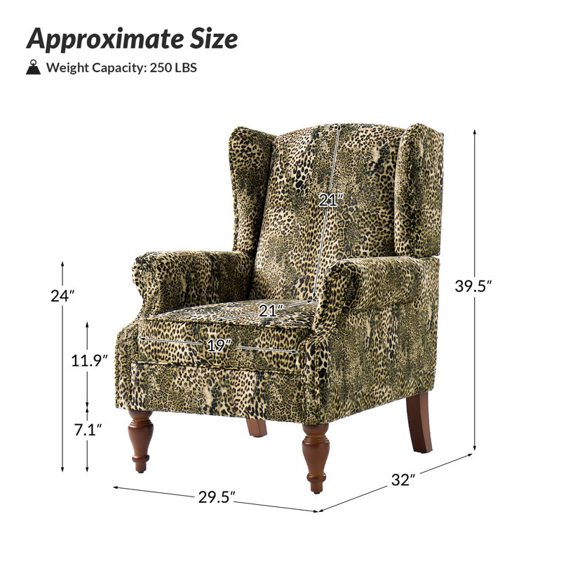 Antonae Animal Print Armchair with Nailhead Trim, Leopard Polyester