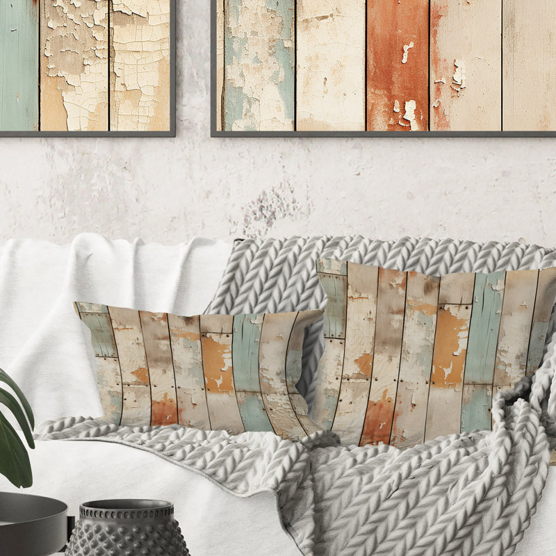 Rustic Farmhouse Planks - Coussin décoratif à imprimé rétro, 18 po x 18 po