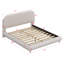 Lit plateforme tapissier avec tissu épais, structure solide et design courbé élégant-114399567-114399569