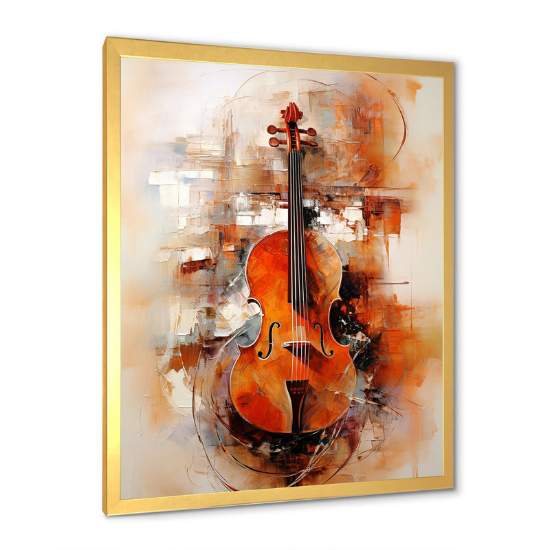 Violon mandoline Melody Sienna Serenade I sur toile, Cadre doré simple, H 32 po x l 16 po x P 1 po
