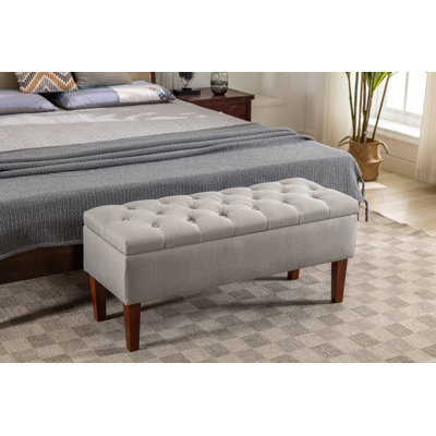 Friedegund Fabric Storage Bench with Wooden Legs