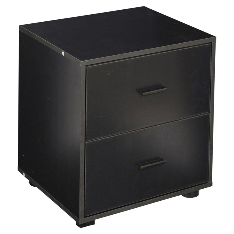 Laster 101.6cm W Solid + Manufactured Wood Bedside Table, Black