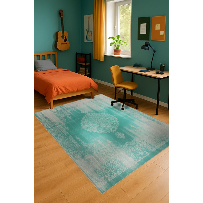 Tapis tissé orange traditionnel Mosso, 4'11" x 9'10"