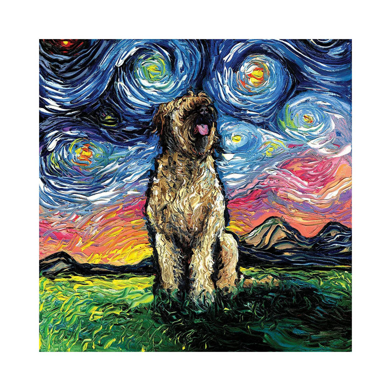Briard Night by Aja Trier - Gallery-Wrapped Canvas Giclée on Canvas, 30.48 cm H x 30.48 cm W, Canvas