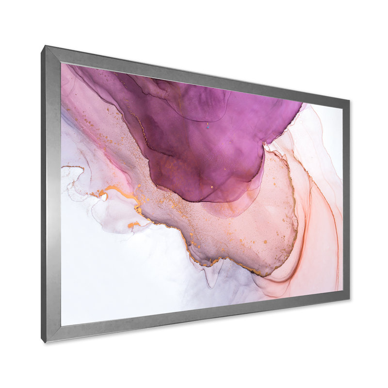 Marbre turquoise et rose marbré, art mural moderne sur toile, H 24 po x l 36 po x P 1 po, Toile argentée avec cadre photo