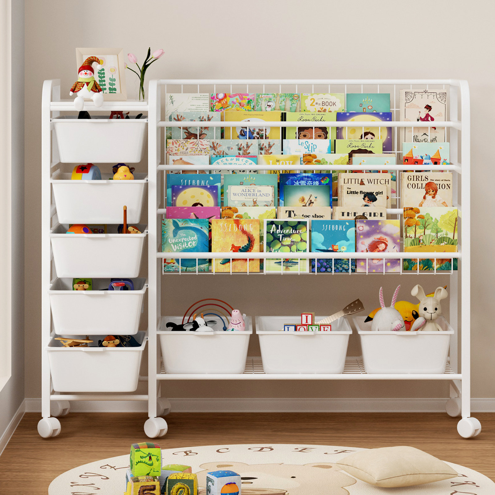 Toy Storage Organizer Large Childrens Bookcase Organizer Bins