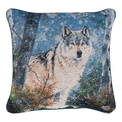 Coussin décoratif manuel à imprimé animal bleu 17 po x 17 po Woodworkers & Weavers