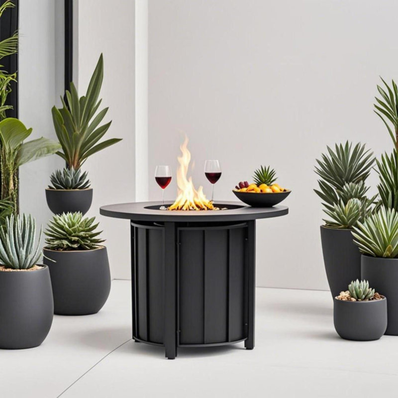 Round Powder Coated Steel Propane Smokeless Fire Pit Table