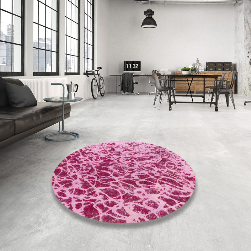 Tapis 100% abstrait 1134 lavable à la machine, Rond 8 pi