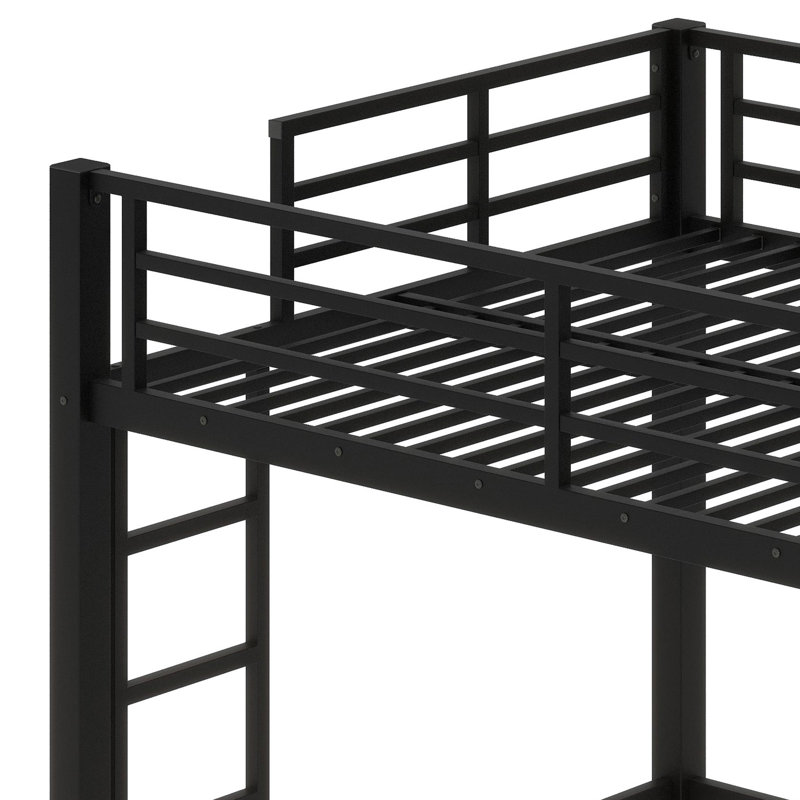 Lit mezzanine surélevé avec échelle d'escalade sécurisée et rails de sécurité