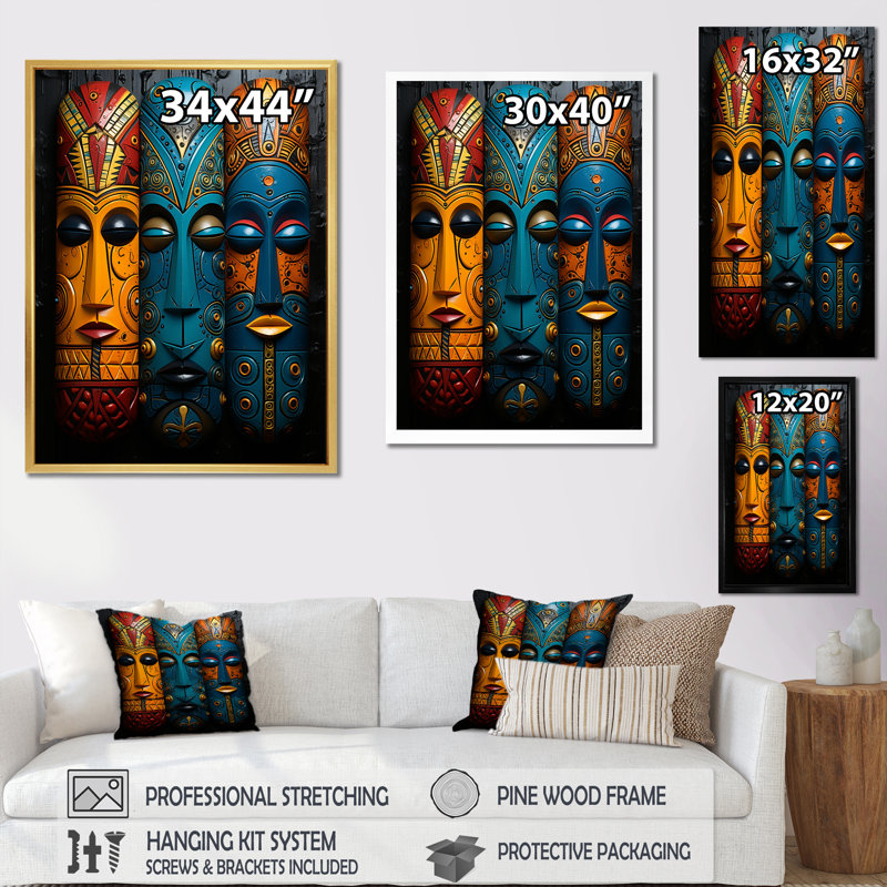 Masques de tribus mystiques d'Afrique I, Toile tendue, H 44 po x l 34 po