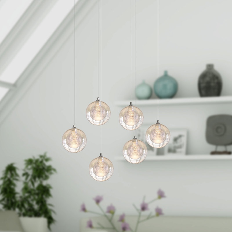 Luminaire suspendu sphère 6 lumières Riverdale, Chrome