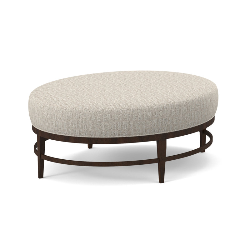 Elliptic Oval Ottoman, American Walnut, White Caps Fog Viscose