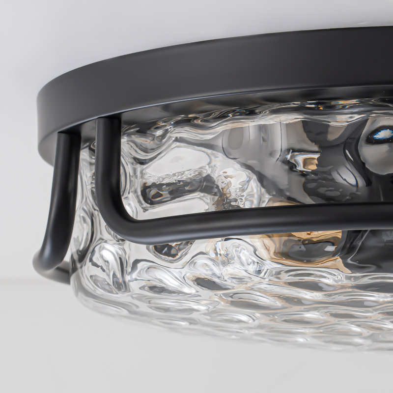 Plafonnier encastré en verre martelé transparent, Matte Black
