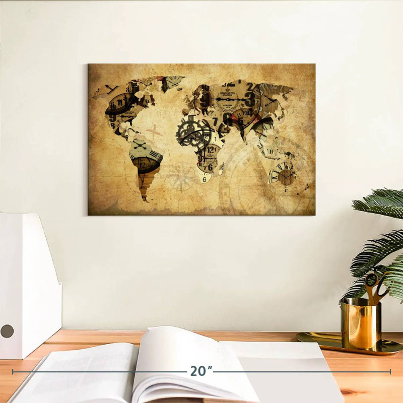 Carte du monde Aliaz Time, H 8 po x l 12 po