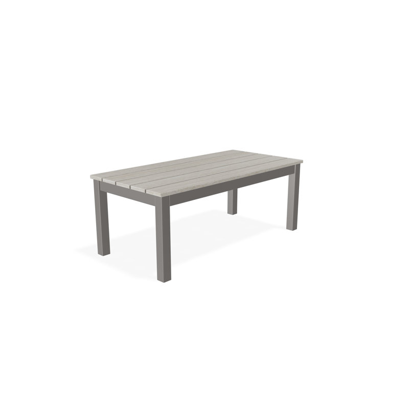 Table basse d'extérieur 24 po x 48 po en polymère rustique, Neige / gris chaud