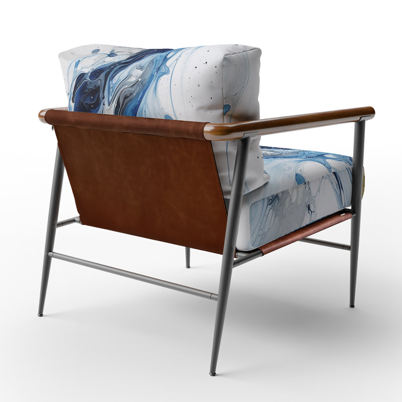 Fauteuil d'appoint rembourré abstrait bleu et gris Elixir I, Noir