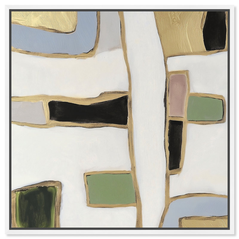 A Night With Klimt II Canvas Abstract Print by Oliver Gal, Black Frame, 12 x 12, 13"H x 13"W, White Frame