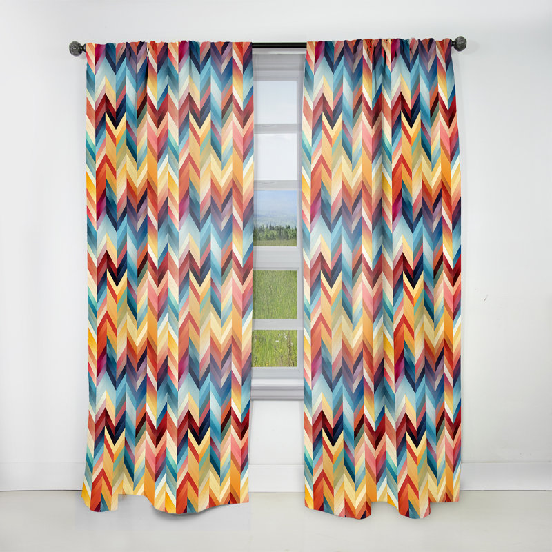 Motif à chevrons en mosaïque de la culture I - Rideau à chevrons - 1 panneau obscurcissant, L 52 po x L 120 po
