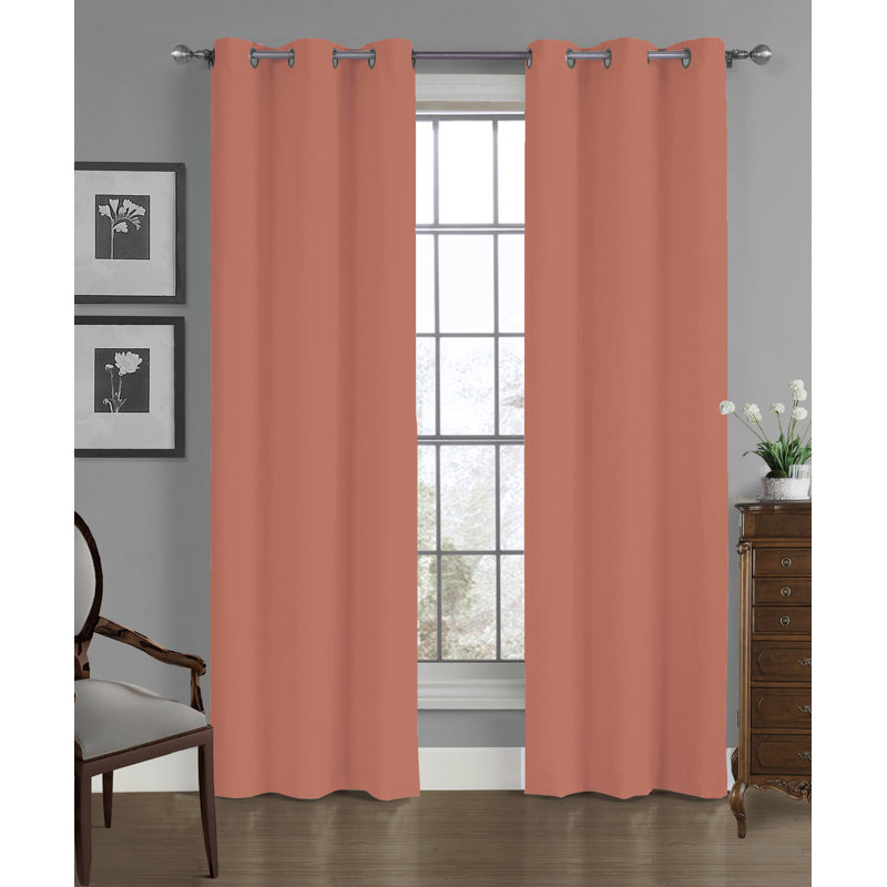 Panneau de rideau simple semi-transparent Simoes, Corail
