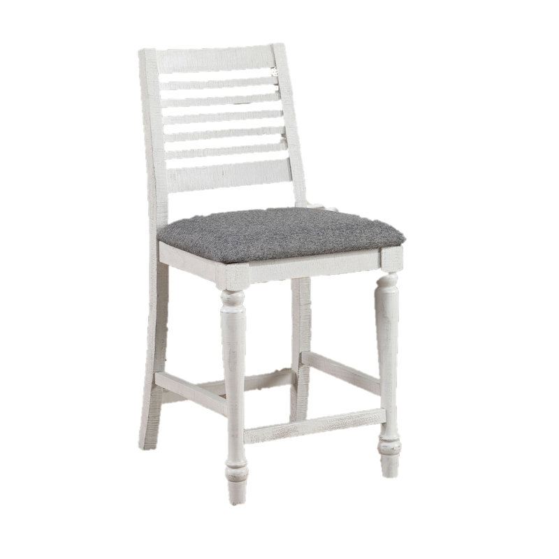 Ensemble de chaises de salle à manger à hauteur de comptoir rustique 2 pièces Blanc antique