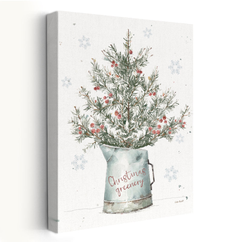 Un week-end de Noël II - verdure - animaux, baies, bouquets, branches, art, H 24 po x l 16 po