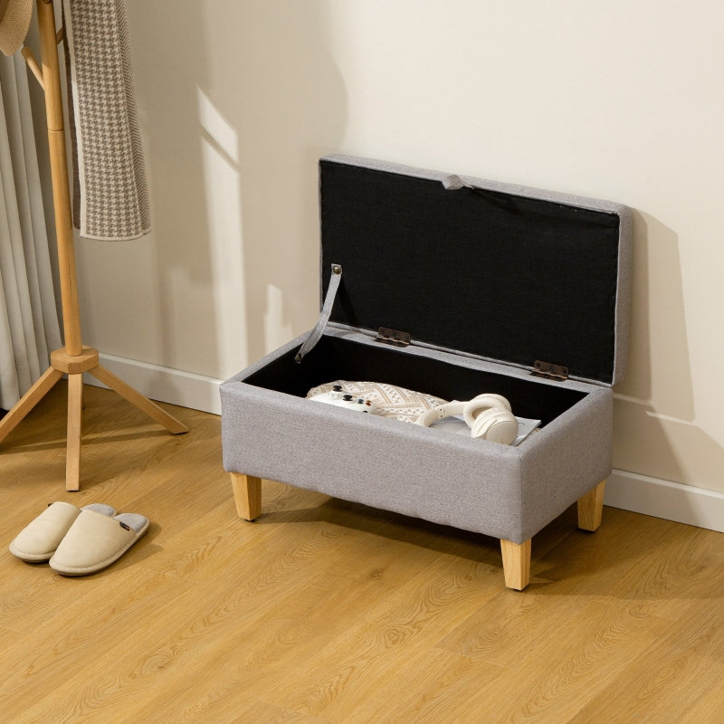 71cm Wide Footstool Ottoman, Grey