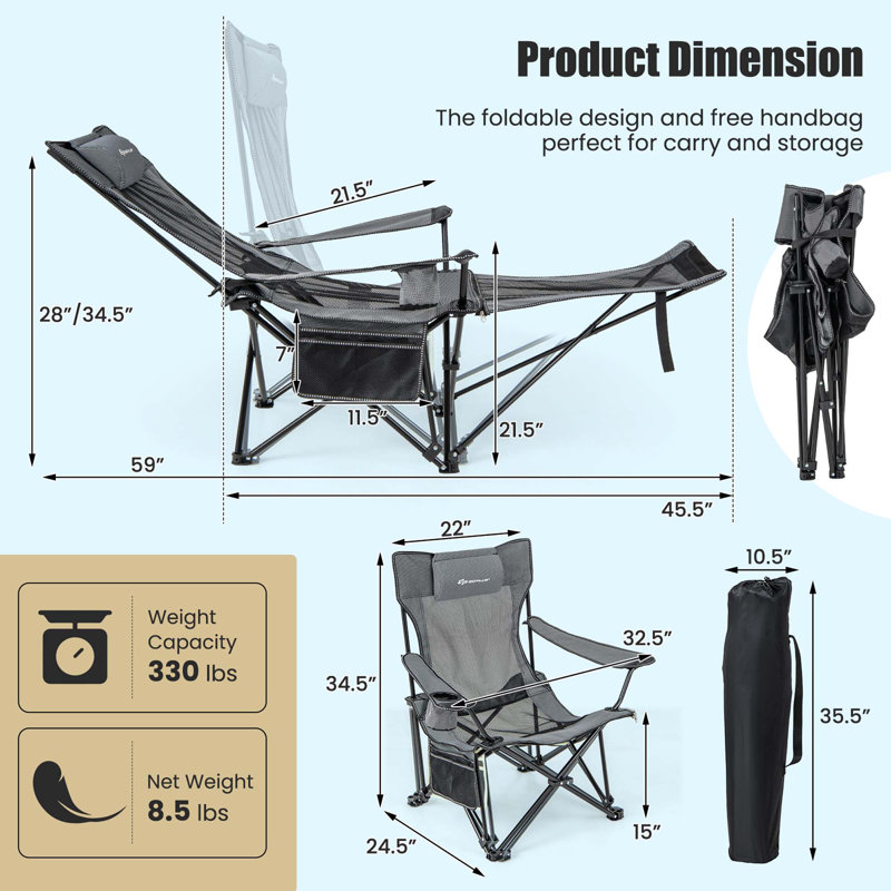 Chaise de camping pliante , Gris