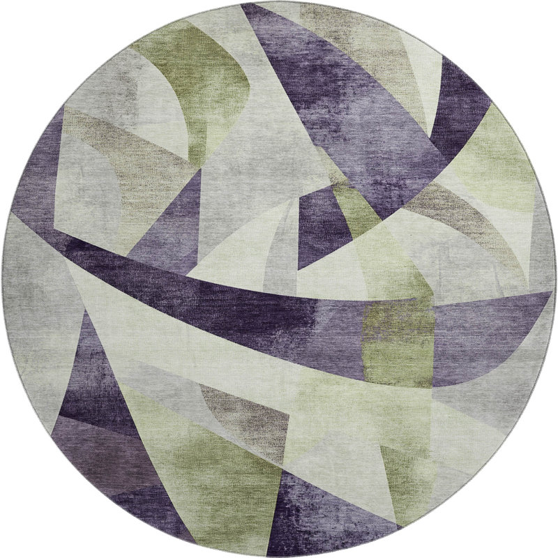 Premium Machine Washable Bitteridge AMF1836 Swirls Rug, Round 8'